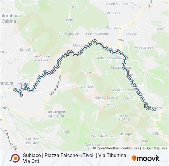 Percorso linea bus COTRAL