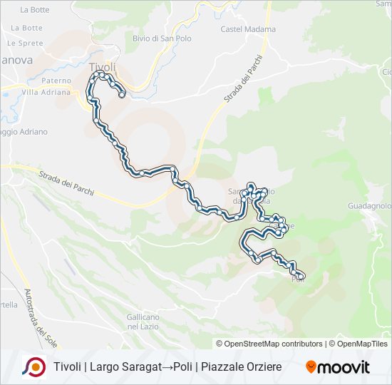 Percorso linea bus COTRAL