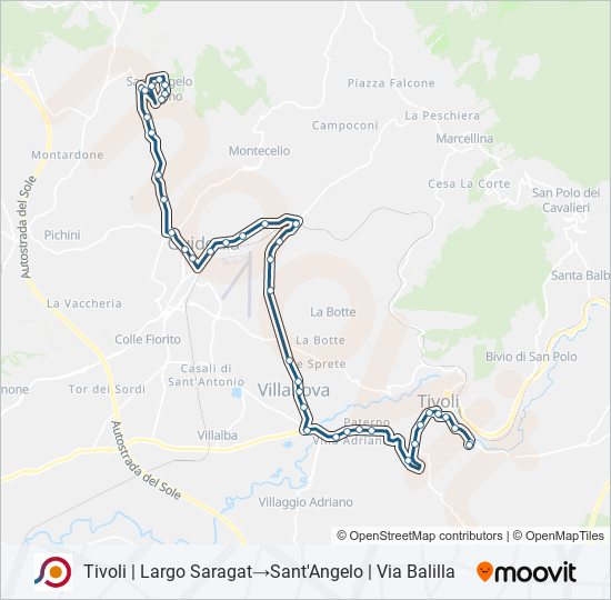 Percorso linea bus COTRAL