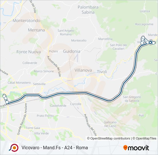 Percorso linea bus COTRAL