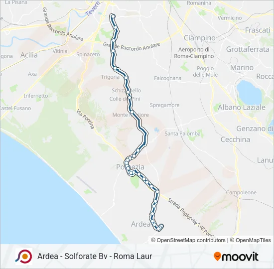 Percorso linea bus COTRAL
