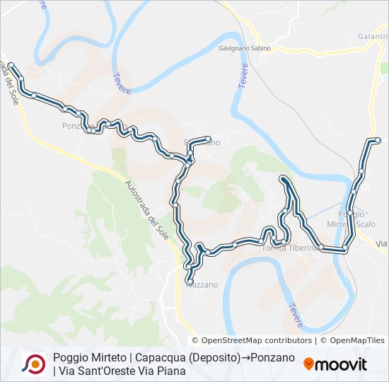 Percorso linea bus COTRAL