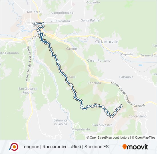 Percorso linea bus COTRAL