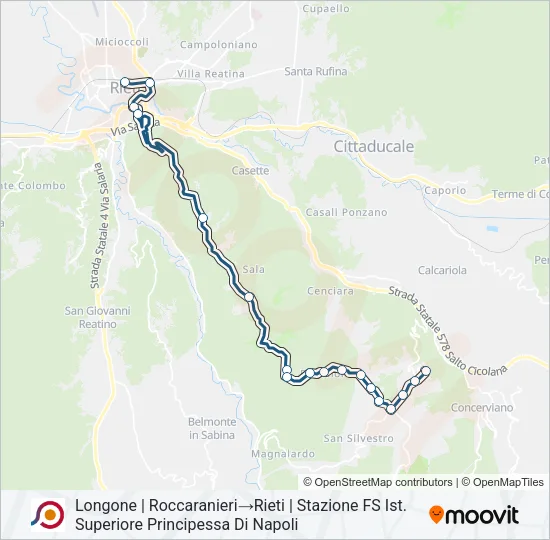 Percorso linea bus COTRAL
