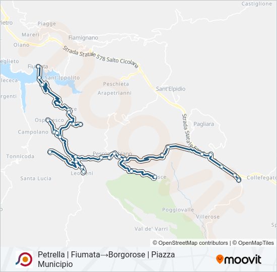 Percorso linea bus COTRAL