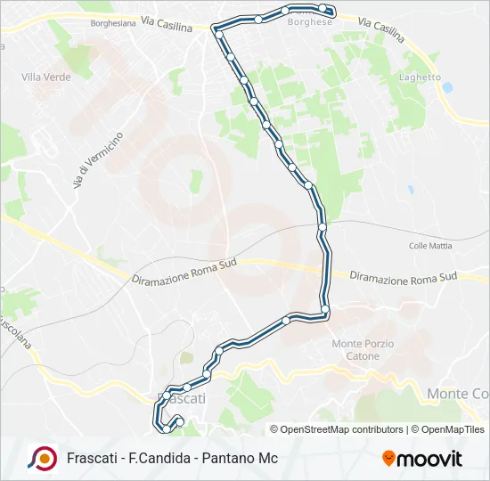 Percorso linea bus COTRAL