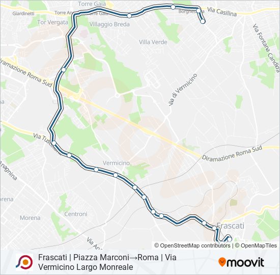 Percorso linea bus COTRAL