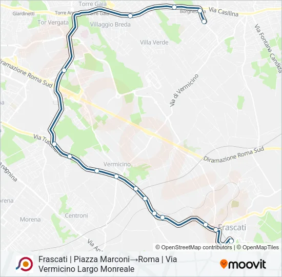 Percorso linea bus COTRAL
