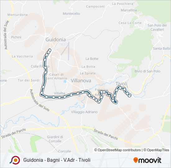 Percorso linea bus COTRAL