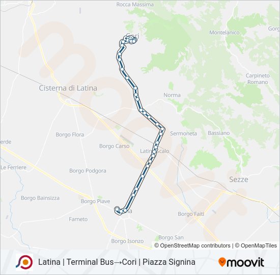 Percorso linea bus COTRAL