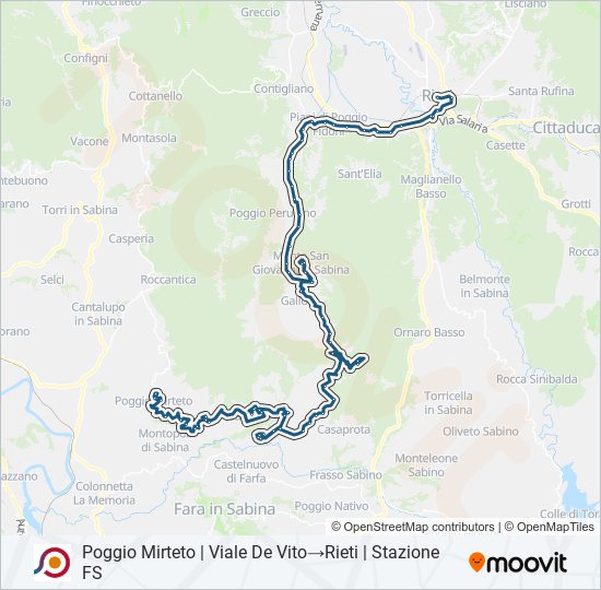 Percorso linea bus COTRAL