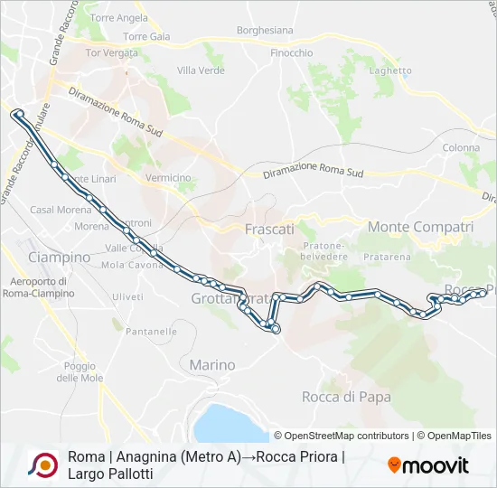 Percorso linea bus COTRAL