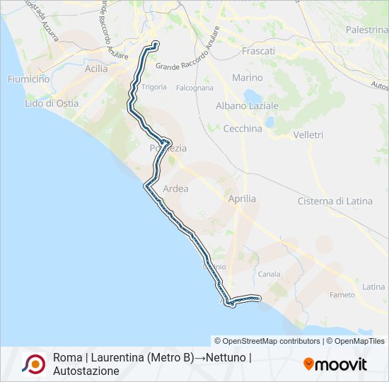 Percorso linea bus COTRAL