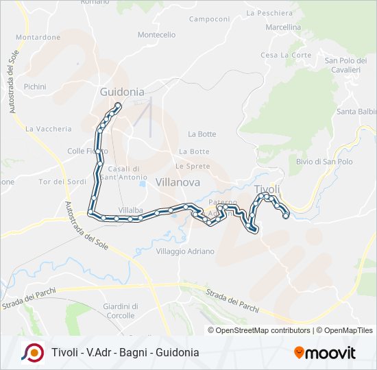 Percorso linea bus COTRAL