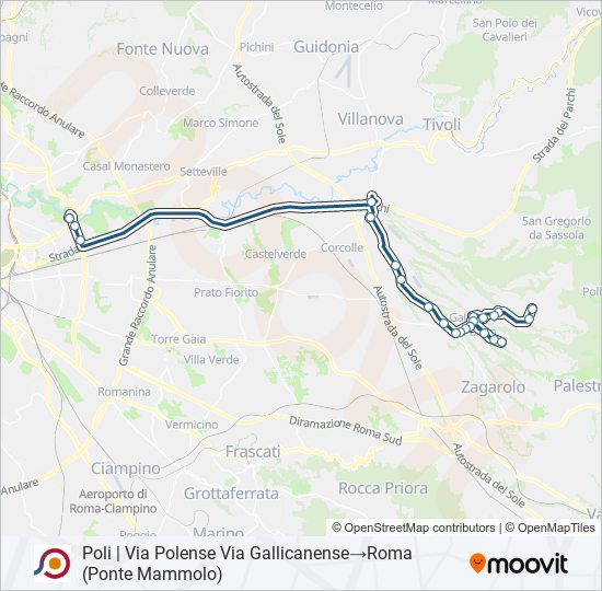 Percorso linea bus COTRAL