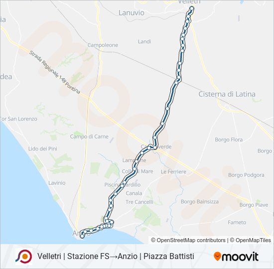 Percorso linea bus COTRAL