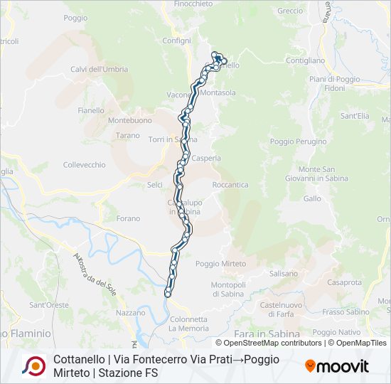 Percorso linea bus COTRAL