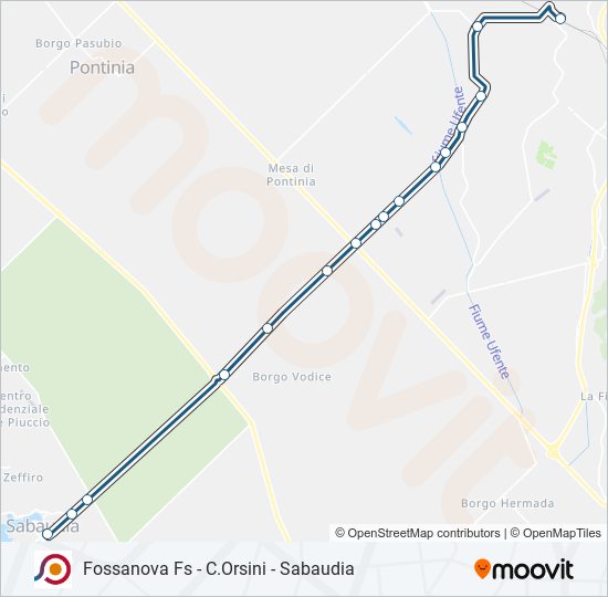 Percorso linea bus COTRAL