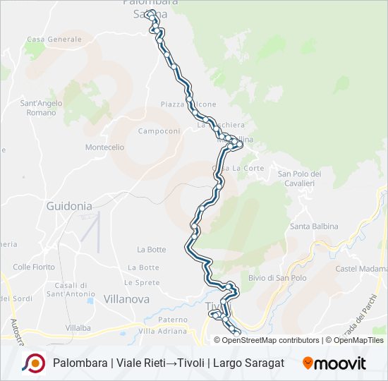 Percorso linea bus COTRAL