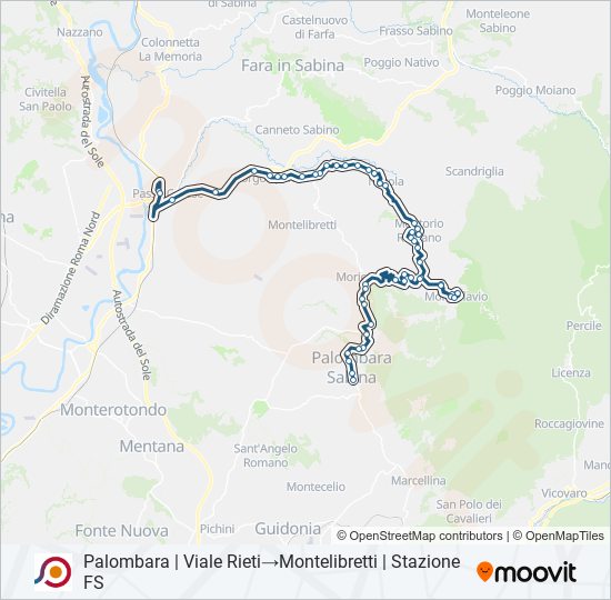 Percorso linea bus COTRAL