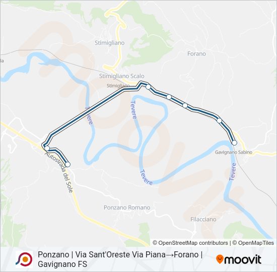 Percorso linea bus COTRAL