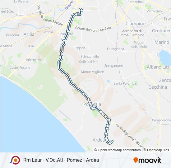 Percorso linea bus COTRAL