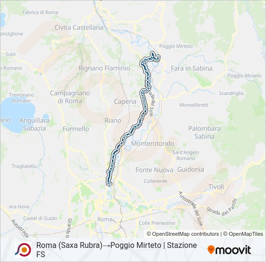 Percorso linea bus COTRAL