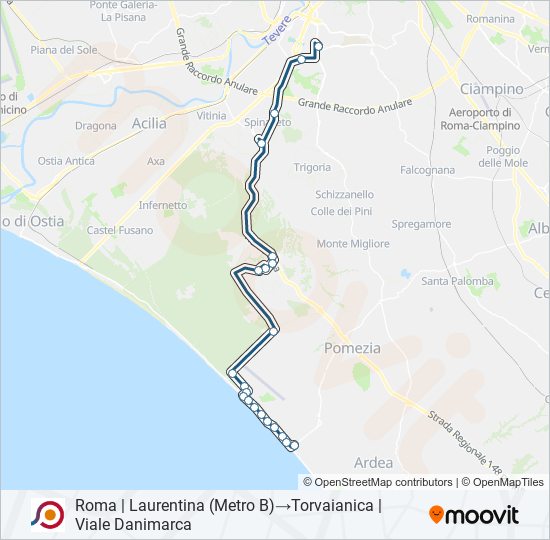 Percorso linea bus COTRAL