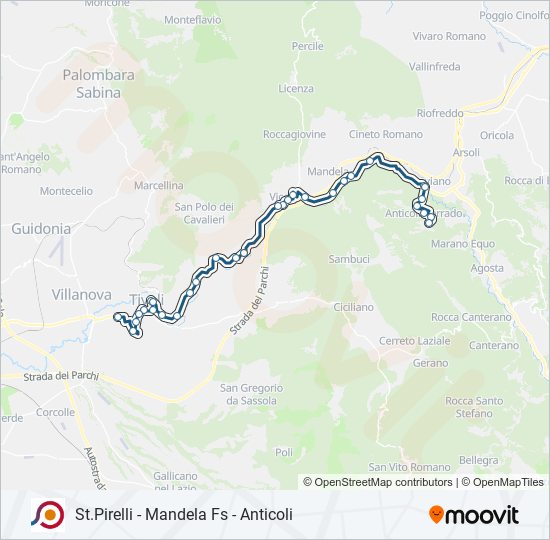 Percorso linea bus COTRAL