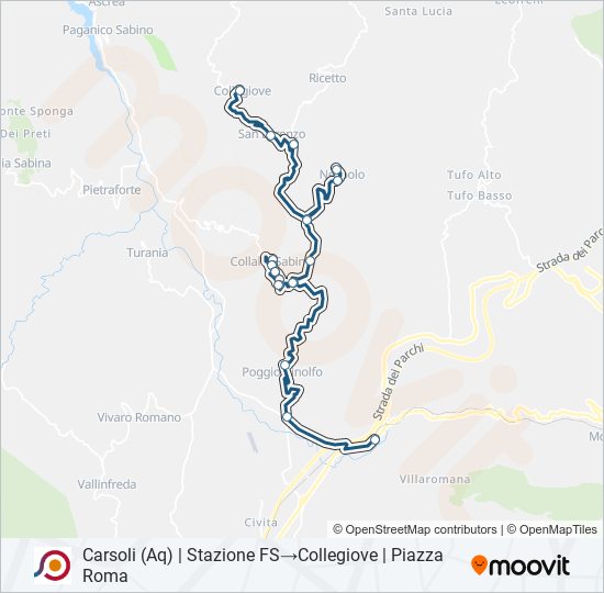 Percorso linea bus COTRAL