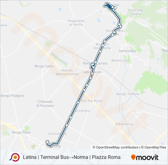 Percorso linea bus COTRAL