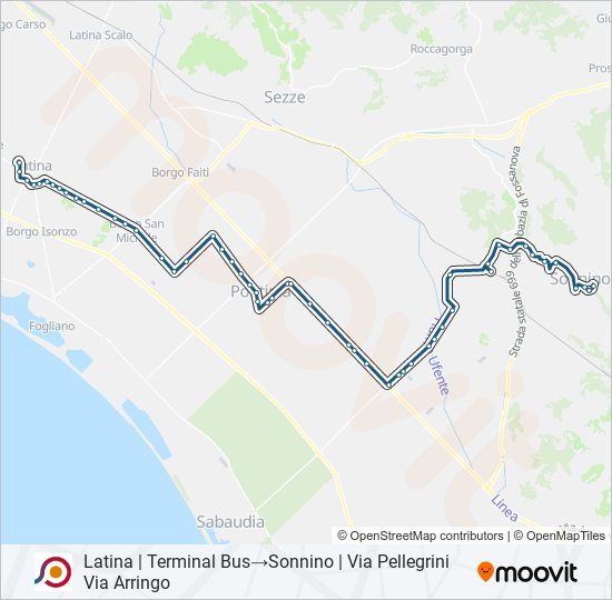 Percorso linea bus COTRAL