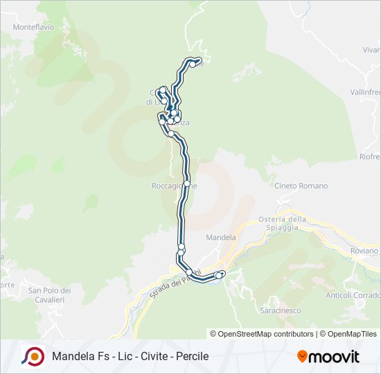 Percorso linea bus COTRAL