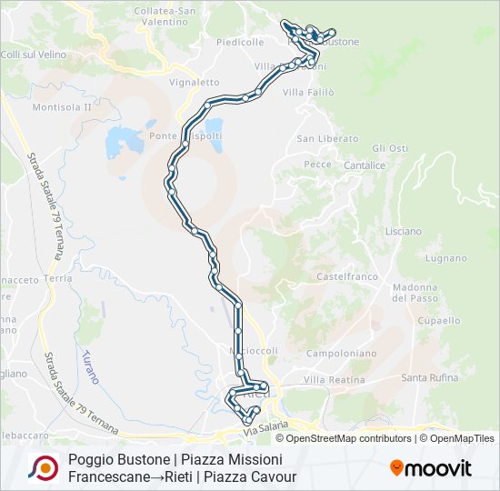 Percorso linea bus COTRAL