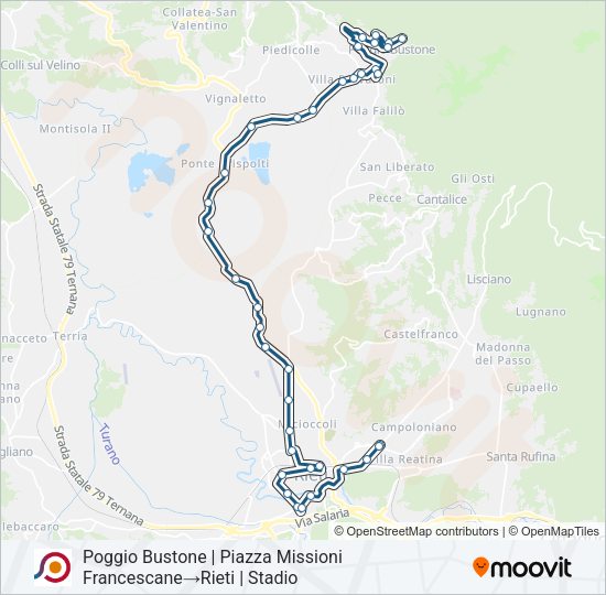 Percorso linea bus COTRAL