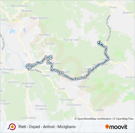 Percorso linea bus COTRAL