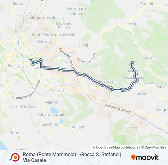 Percorso linea bus COTRAL