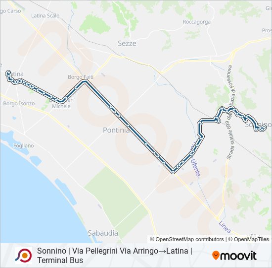 Percorso linea bus COTRAL