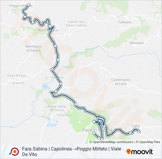 Percorso linea bus COTRAL