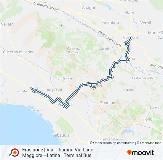 Percorso linea bus COTRAL