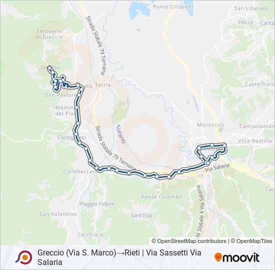 Percorso linea bus COTRAL