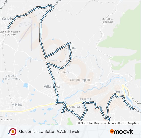 Percorso linea bus COTRAL