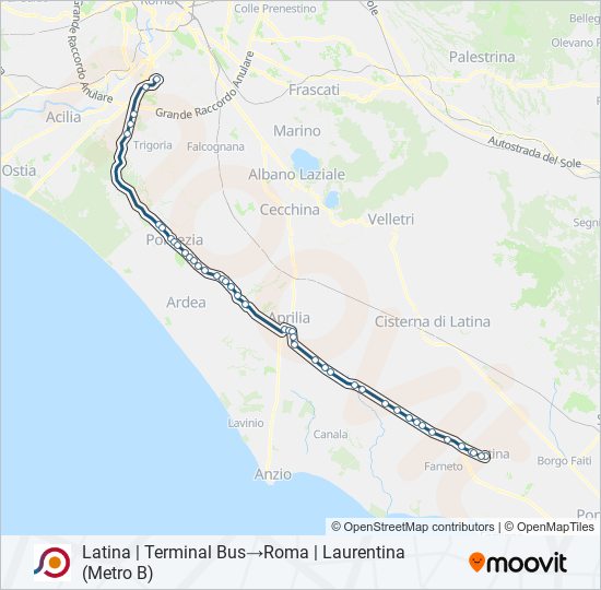 Percorso linea bus COTRAL