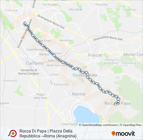 Percorso linea bus COTRAL