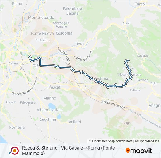 Percorso linea bus COTRAL