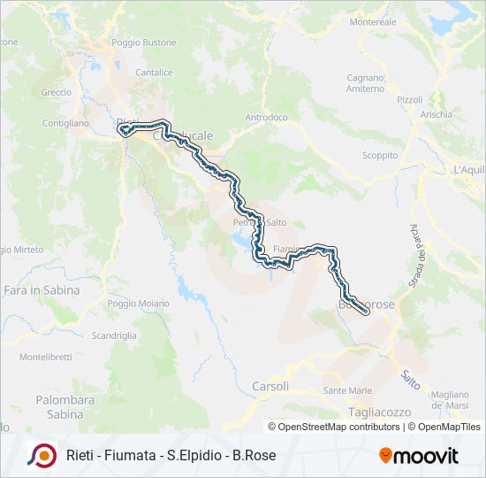 Percorso linea bus COTRAL