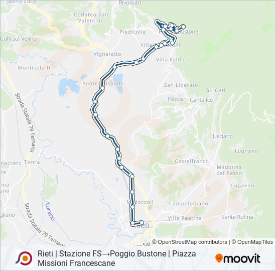 Percorso linea bus COTRAL