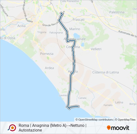 Percorso linea bus COTRAL