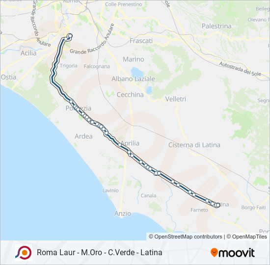 Percorso linea bus COTRAL