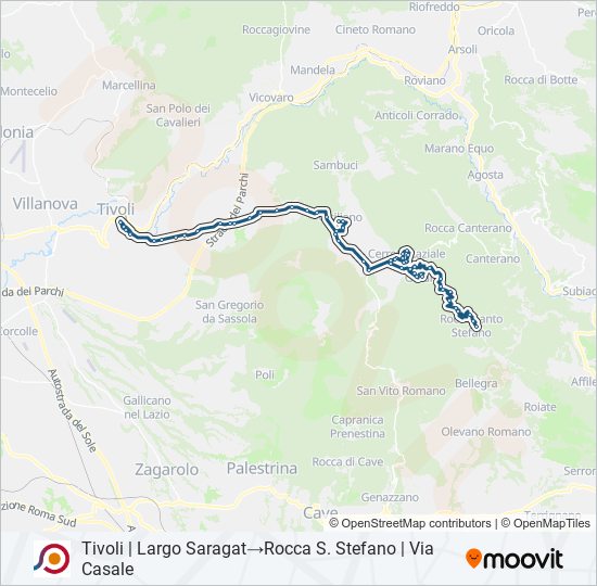 Percorso linea bus COTRAL